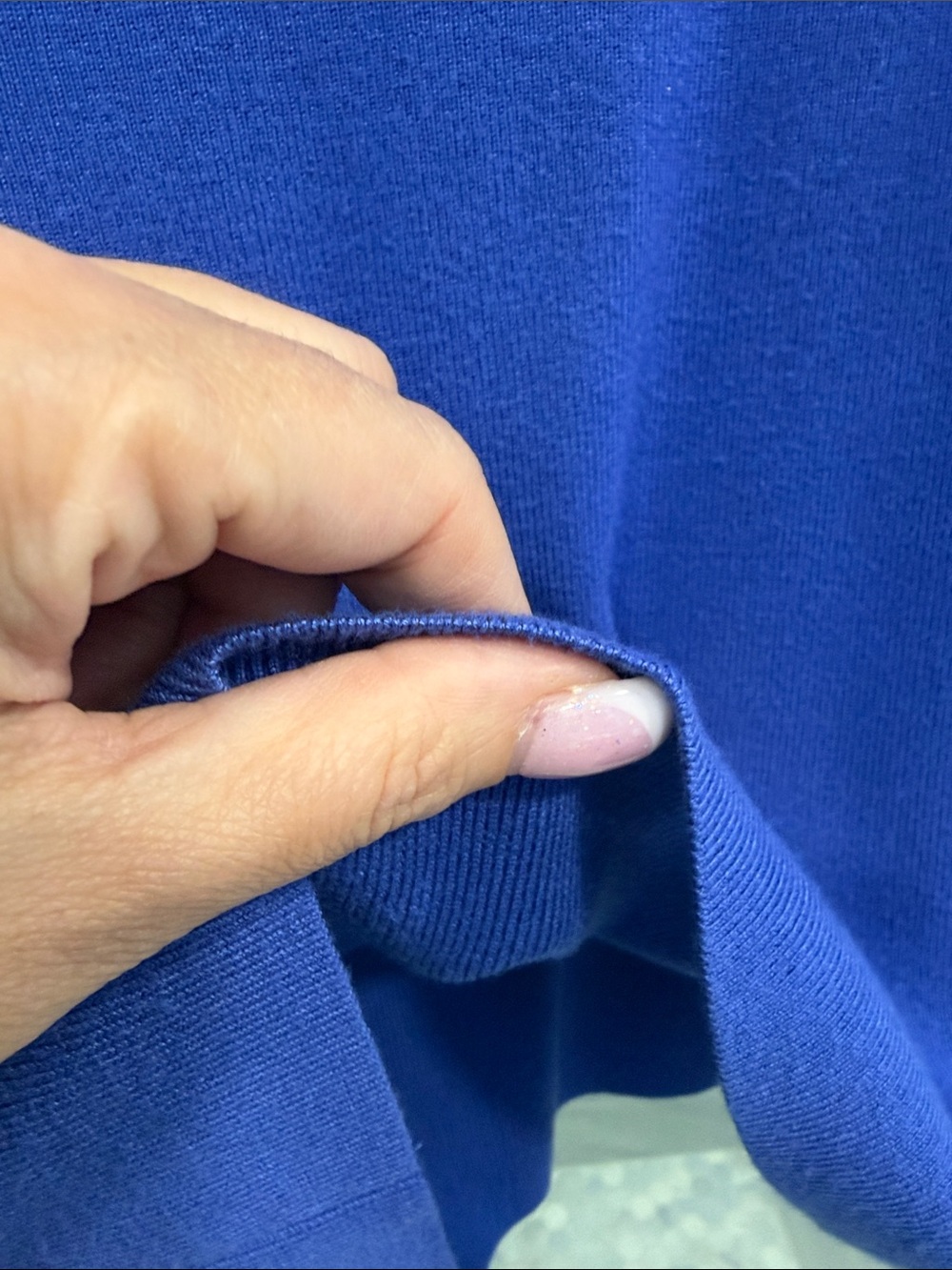 Women's Long-Sleeve Asymmetric Neck Top - Blue - Picture 3 of 3
